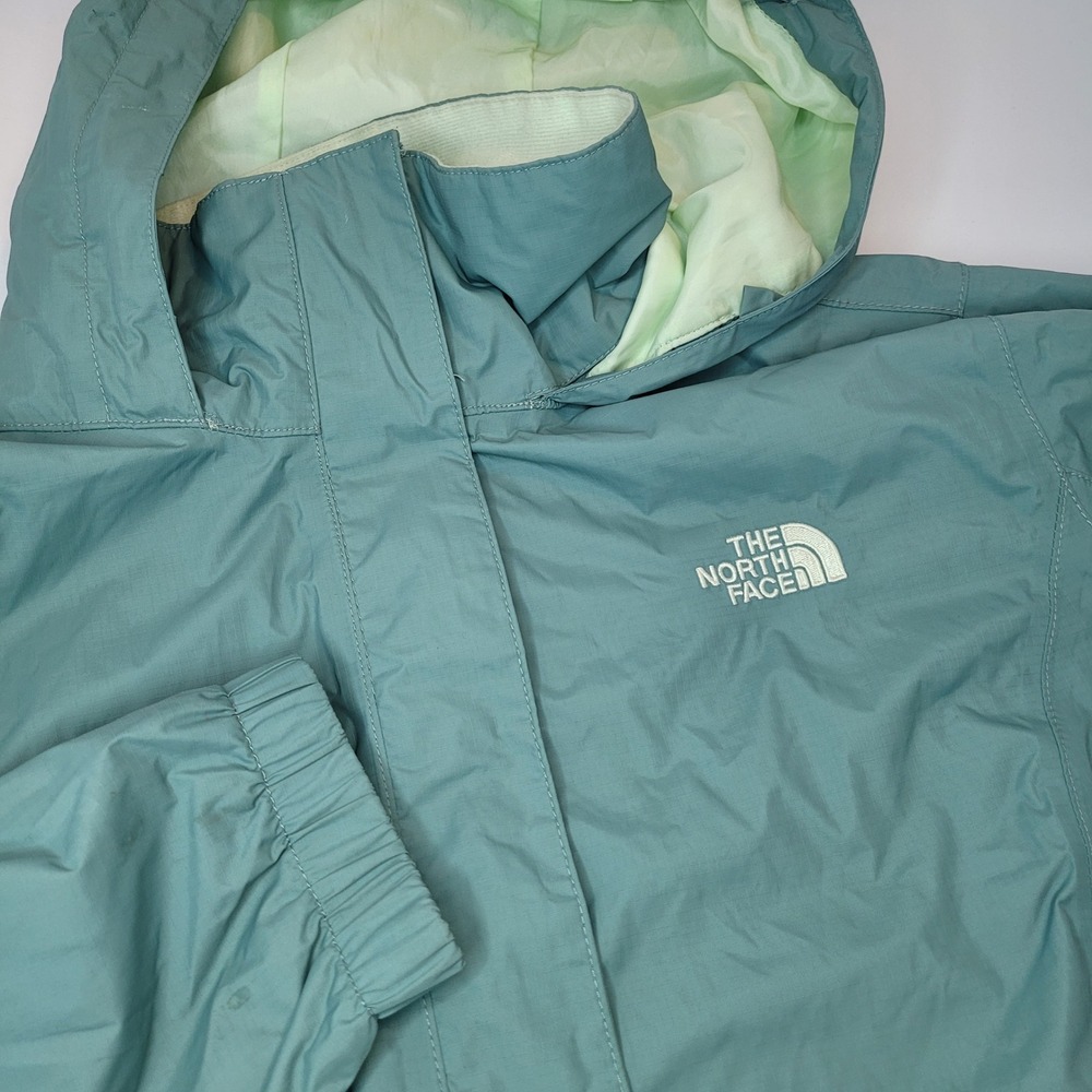 The North Face Rain Jacket Womens XL Teal Excellent DryVent Hooded Shell